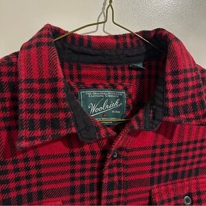 Woolrich Cotton Flannel Shirt Jacket w Pockets Thick Large Mens